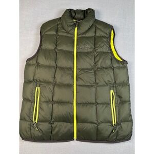 Eddie Bauer puffer vest Large Lightweight Goose Down 700 Fil Olive Green  Padded